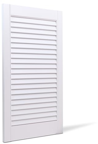 Bortaberg Louvre Door, Pine Wood, Vented Open, Natural or White Color, Slatted Wardrobe Doors, Internal Louvre Cupboard Doors, Various Sizes (White, 1406mm (55'') x 594mm (23.4''))