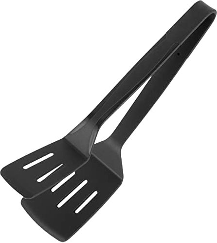 Spatula Tongs 2 in 1 11Inch Silicone Stainless Steel Double Sided Barbecue Clamp Slotted Flipper Tongs Spatula Food Flipping for Steak Egg Pancake Tortilla Burger Bacon (Silicone Type)
