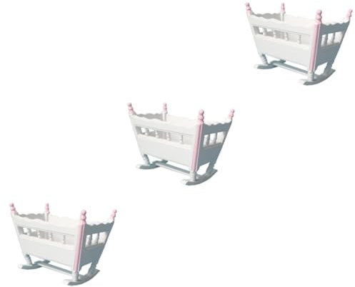 Vaguelly 3 Stücke Mini Wiege Für Kinder Spielset Spielzeug Wiege Modell Stubenwagen Haushaltsdekor Fantasievolles Spielen
