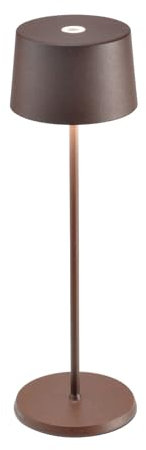 Zafferano, Olivia Pro Lampe, Tragbare und Wiederaufladbare Tischlampe mit Touch Control, Geeignet für Wohnzimmer und Außenbereich, Dimmer, 2200-3000 K, Höhe 35 cm, Farbe Corten