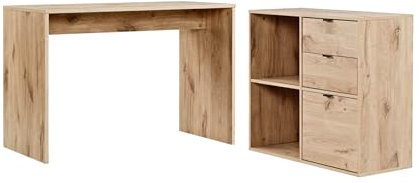 mokebo Schreibtisch klein in Eiche mit Schubladen & Fächern 'Der Produktive', auch als Computertisch oder Arbeitstisch im Büro, Kinderschreibtisch oder Gaming Tisch 112x77x54 (B/H/T in cm)