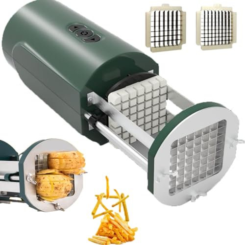 flatpincololee French Fry Cutter Stainless Steel,Electric French Fry Cutter for Home/Commercial Use-304 Stainless Replacement Header,Fast Cutting, Potato Chip Cutter,Manual and Automatic Dual Mode
