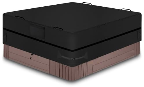 Bache pour Spa Carre, Protector-Spa, Tissu Oxford 600D imperméable Couverture Spa, Anti-UV Housse de Protection pour Bain à Remous de Jardin, Indéchirable, avec Sac de Rangement (240 * 240 * 85cm)