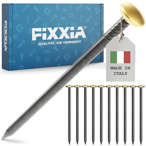 FIXXIA Chiodi decorativi con o senza ausilio, 30 pezzi, diametro 2 mm, nero con testa decorativa dorata o argentata, diametro 6 mm, 20, 25, 30, 40, 50 mm, chiodi in cemento, chiodo da parete (oro, 40