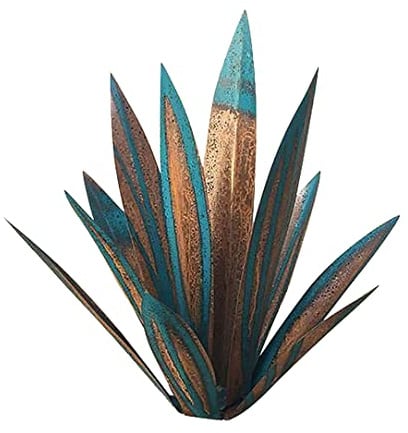 Agavenpflanzen aus Metall, 13,78 Zoll, Außendekoration, rustikale Tequila-Skulptur, Metall-Agave, Hofkunst, Agaven-Skulptur, Statue, Garten, Hof-Dekoration, Ornament, blaue Agaven-Metallpflanzen für d