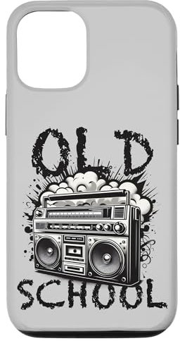 Hülle für iPhone 13 Old School Boombox schwarz weiß cooles Retro Hip Hop Design