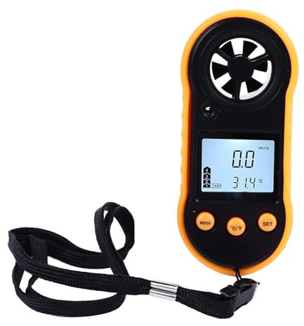 Compteur de Vitesse du Vent, Anémomètre Portatif à écran LCD HD, Anémomètre Numérique Portable, Débitmètre D'air Sensible avec Roue à 6 Lames pour la Pêche à la Planche à Voile