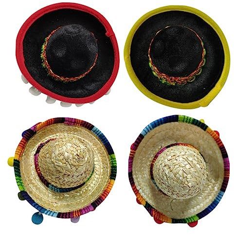 ibasenice 4 Stück Sombrero-Kopfbedeckung Fiesta-Partyhüte Fiesta-Hut-Stirnband Hut Haarreif Partykostüm wandverkleidung wand polsterung mexikanischer Hut-Stirnband Partyhut Stirnband Hölzern