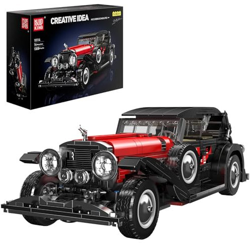 Mould King 10114 Technik Oldtimer Klemmbausteine Vintage Auto Oldtimer Modellauto Bausteine Erwachsene Sammlerauto Bausätze für Fans Erwachsene (1308 Teile)