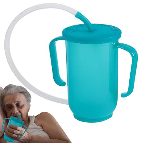 BEAHING Tasse de boisson patient avec couvercle de paille 400 ml tasse de gobelet pour adultes tasses de boisson facile à eau d'alimentation