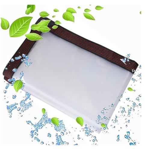 UHEKC Outdoor Tarp Curtains, Transparent Pergola Side Panels with Eyelets, Sliding Door Curtains Rainproof Tarpaulin, Customizable(5x2.5m)