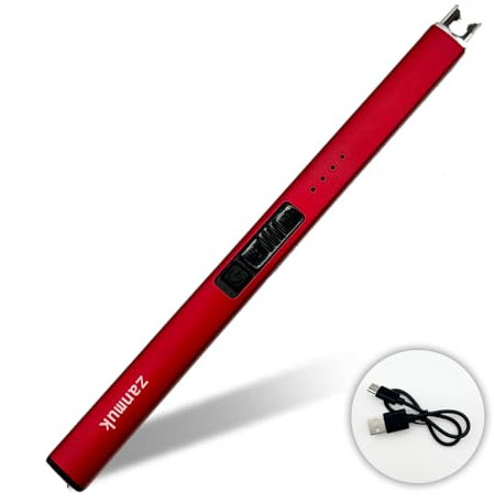 Zanmuk Briquet électrique à arc plasma rechargeable par USB pour bougie (rouge)