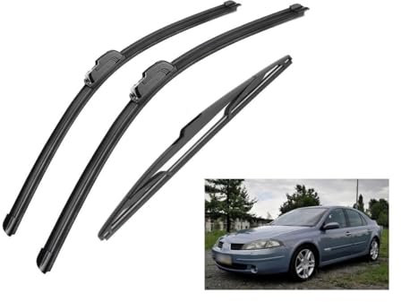 GLYGLY Escobillas de Limpiaparabrisas para Renault Laguna 2 Estate Combi 2001 2002 2003 2004 2005 2006 2007(LHD), Juego De Coche Limpiaparabrisas Accesorios 3 Piezas de Repuesto