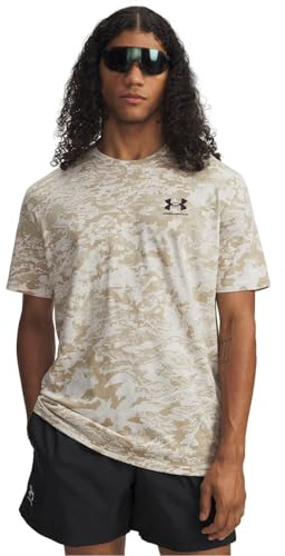 Under Armour Herren ABC CAMO Kurzarmshirt, weiches T-Shirt mit Rundhals, schnelltrocknendes Sportshirt mit Camouflage-Druck,Stone / / Black,SM