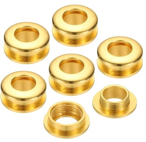 PATIKIL 8mm(1/3 inch) Solid Brass Hole Eyelets, 6 Pcs Arc Surface Self Backing Grommets with Washer for Shoes Clothes Crafts Bag Leather Craft, Gold Tone