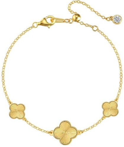 Lllunimon Vierblättriges Kleeblatt Armband für Frauen Männer 925 Sterling Silber 18 Karat vergoldet Glücksklee Gliederarmband Schmuck Geschenke Trendy für Frauen Teenager Mädchen,Gold