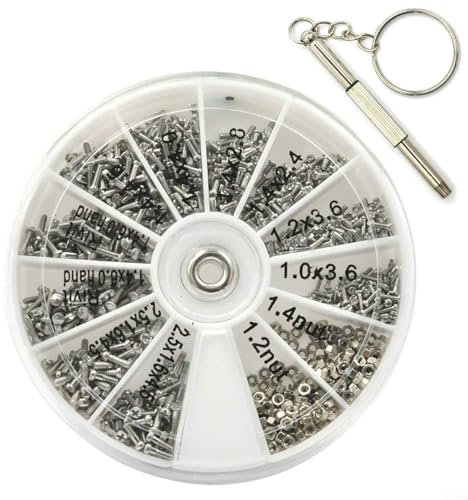 Lot de 600 mini vis et écrous avec tournevis pour réparation de cadre de montre, lunettes et téléphone portable, 12 types de petites vis