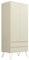 Nera 2 Door Wardrobe with Drawer Slim Wardrobe for Bedroom Wooden Wardrobe with Metal Legs (Cream)