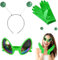 TenaLucy 3 Stück Alien Kostüm,Alien Brille Alien Haarreif Discokugel Haarreif Alien Sonnenbrille Grün Handschuhe Grün Haarreif mit 2 Runden Kugeln,für Partys und Karneval,Geeignet Als Foto-Requisiten