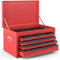 TANGZON Lockable Tool Box, Steel Tool Chest with 6 Drawer, Top Storage Tray, Automatic Lock, Ball Bearing Runners, EVA Liners & Carry Handle, Portable Toolbox Storage Cabinet for Garage (Red+Black)