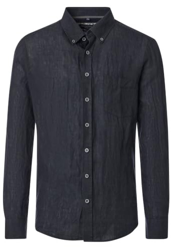 Casa Moda - Casual Fit - Herren Leinenhemd (454403300), Größe:XL, Farbe:schwarz (801)