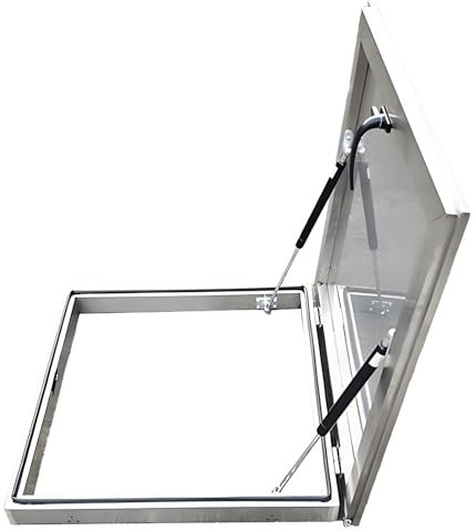 Stainless Steel Roof Deck Hatch, Window Well Covers, Roof Window And Skylight Basement Daylighting Door, Cellar Cover Basement Exit Lid Rectangle, Roof Hatch for Attic/Basement for Shading(LxW 50x50cm