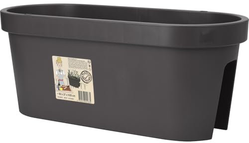 Decor Space Vaso balconiera, fioriera da balcone rettangolare per ringhiera in resina da esterno per fiori e piante (Antracite, 60 cm)