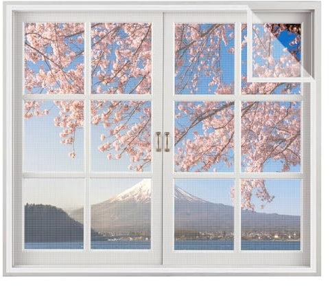 Fliegengitter Fenster Insektenschutzgitter,165x195cm(WxH) Weiß,Fliegenschutz Mückenschutz Insektenschutz Fliegengitter für Dachfenster und Fenster mit Reißverschluss