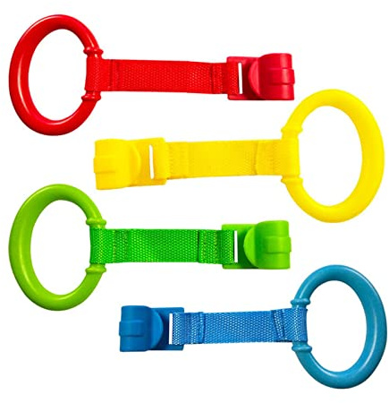ZEPFJHE Laufgitter-Ziehen, 4 Stück/Set, Baby Lauflernhilfe, Krippenhaken für Babys, Mädchen, Jungen, Kleinkinder, Trainingsanhänger, Bettringe, Haken
