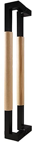 KHLMSRXJ Maniglia Moderna per Porta Scorrevole a Doppio Lato Push-Pull - 16/24/32/40 Pollici, Maniglia per Porta Scorrevole in Acciaio Inossidabile Nero e Legno, Adatta a Porte in Vetro/Leg