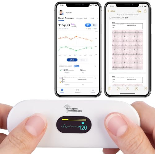 newgen medicals EKG Gerät: Medizinisches, mobiles EKG-Messgerät mit OLED-Display, KI-Analyse&App (Gerät für Zuhause, Monitor, Mini)