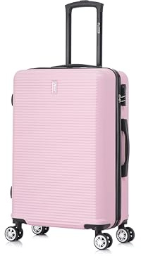 CELIMS Valise Moyenne Taille Rigide 4 Roues 65 Cm | Valise Soute 20kg |Abs Légère | Serrure Intégrée | Bagage de Voyage | Rose Pâle