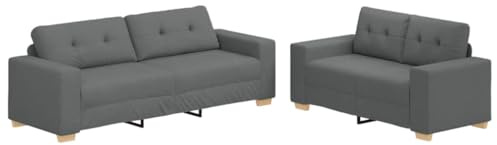 vidaXL 2-teiliges Sofa-Set mit Kissen, dunkelgrauer Stoff
