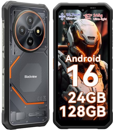 Blackview Fort 2 Rugged Smartphone Android 16, Ultra Sottile 10.7mm, 24(8+16) GB+128GB/2TB Telefono Indistruttibile, Gemini AI, Display 6,56 HD+ 90 Hz, IP69K Impermeabile, 16 MP+13MP, 4G/NFC/OTG/GPS