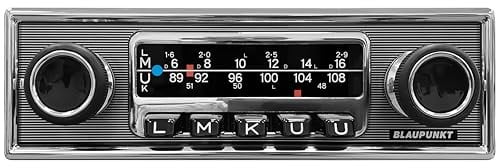 Blaupunkt Frankfurt Stereo MB, 1-DIN Autoradio, Oldtimer-Design mit Nadelstreifenfront und Chromrahmen, DAB+, Bluetooth, USB, Aux-Eingang, Lenkradfernbedienung, Sub-Out, 4x50Watt, 12v