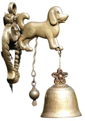 Ailan Dekorative Türklingel in Tierform aus Metall im Vintage Stil: Hängende Klingel in Katzenform. Robust, leicht zu montieren und windfest. Für Gärten, Welpe