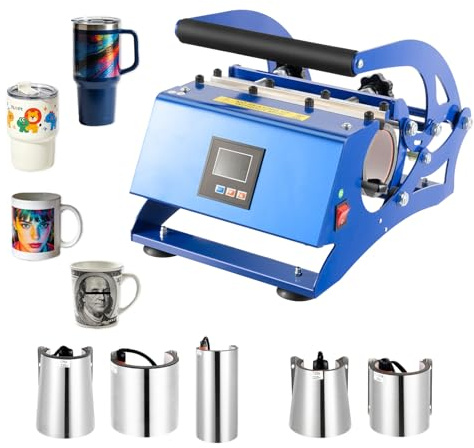 TONFEION Pressa per trasferimento da 600 W, 8 – 30 oz 0 – 200 ℃, pressa a sublimazione con 6 sottobicchieri, stampa a caldo multifunzione fai da te per bicchieri in ceramica, bicchieri e bottiglie