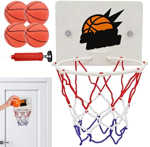 Mini Basketball Hoop, Door Sports Set, 12x10 Inches Toy Hoop with Foam Balls, Indoor Game Accessory, Basketball Target with Sturdy Build, Kids Teens Play for Bedroom Living Room