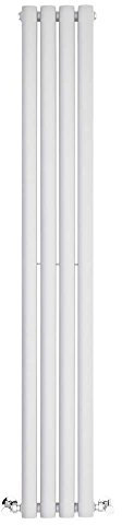 BestBathrooms Radiatore Termoarredo Singolo di Design Verticale Moderno - Termosifone con Finitura Bianco - Design a Colonna Ovale - 457W - 1400 x 236 x 56mm