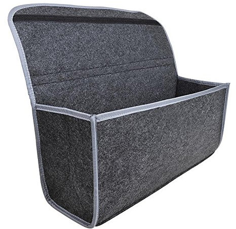 Kofferraumtasche Auto Filz Autotasche mit Klett Grau Aufbewahrungstasche Silber zusammengefaltet 235x30x500mm Offen ca 235 x 200 x 500mm