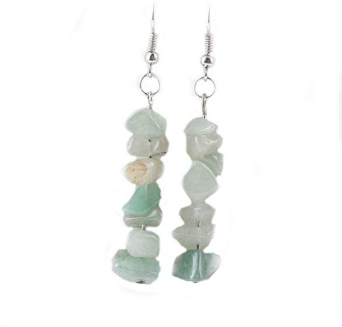 Pendientes de gemas, aventurina, natural, verde, fragmento, 5-8 mm