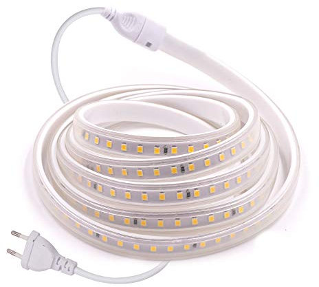 XUNATA Ruban à LED, AC 220V-240V 2835 120leds/m IP65 étanche, Flexible Lumineuse de tube LED Light Strip pour Escalier, Chambre, Cuisine (Blanc chaud (60Led/m),1M)