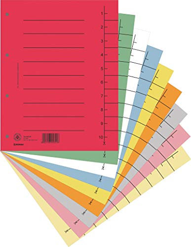 DONAU 8610001S-99 100er Pack Trennblätter/ Aus Recycling-Karton 250 g/qm mit Linienaufdruck für DIN A4 4-Fach Lochung Trennlaschen Trennblätter Ordner Register Kalender