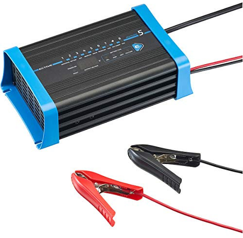 ECTIVE Multiload 5 Batterieladegerät - 5A, 12V, 8 Stufen, automatisch, mit Erhaltungsladung, Starthilfe - Autobatterie Ladegerät, Erhaltungsgerät, Batterieerhaltungsgerät für Nass, AGM,Gel Batterie