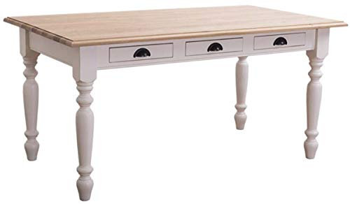 Casa Padrino Landhausstil Esstisch mit 3 Schubladen Creme/Naturfarben - Verschiedene Größen - Küchenmöbel im Landhausstil, Grösse:210 x 90 x H. 78 cm