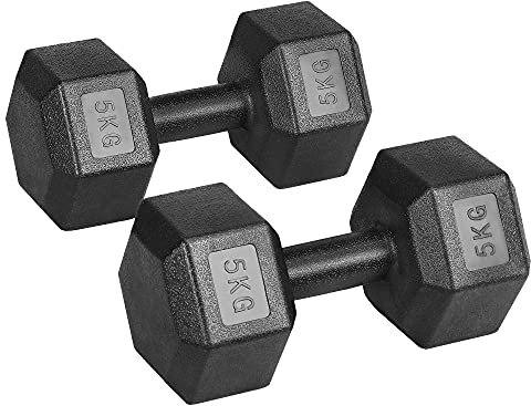 Yaheetech Hanteln 2er Set Kurzhanteln 5 Kg Hantelstangen mit Oberfläche aus Kunststoff für Krafttraining, Gymnastik und Fitness Schwarz