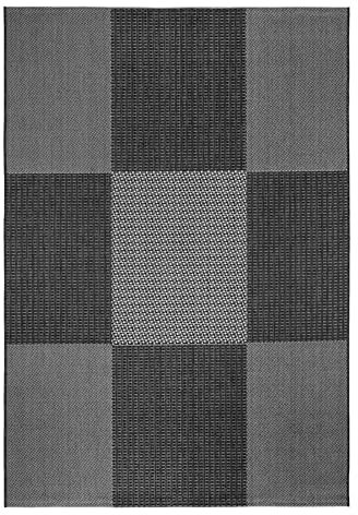 andiamo In-und Outdoorteppich Senja Designerteppich für die Terrasse Design, Kästchen anthrazit, 160 x 230 cm, 1101189