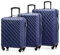 WITTCHEN Reisekoffer 3er Koffer-Set Rollkoffer Trolley Handgepäck Hartschale aus ABS mit 4 Spiner Rollen Zahlenschloss Teleskopgriff Classic line Dunkelblau