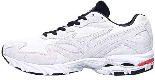 Mizuno Unisex Wave Rider 10 Sneaker, White/White/Haute red, 41 EU