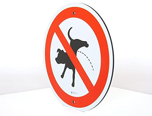 AllesKlaro® - Verbotsschild - Kein Hunde pinkeln - 24 cm rund - 4mm Alu Verbundplatte - inkl. 2 Bohrlöcher vertikal - schnelle & einfache Montage